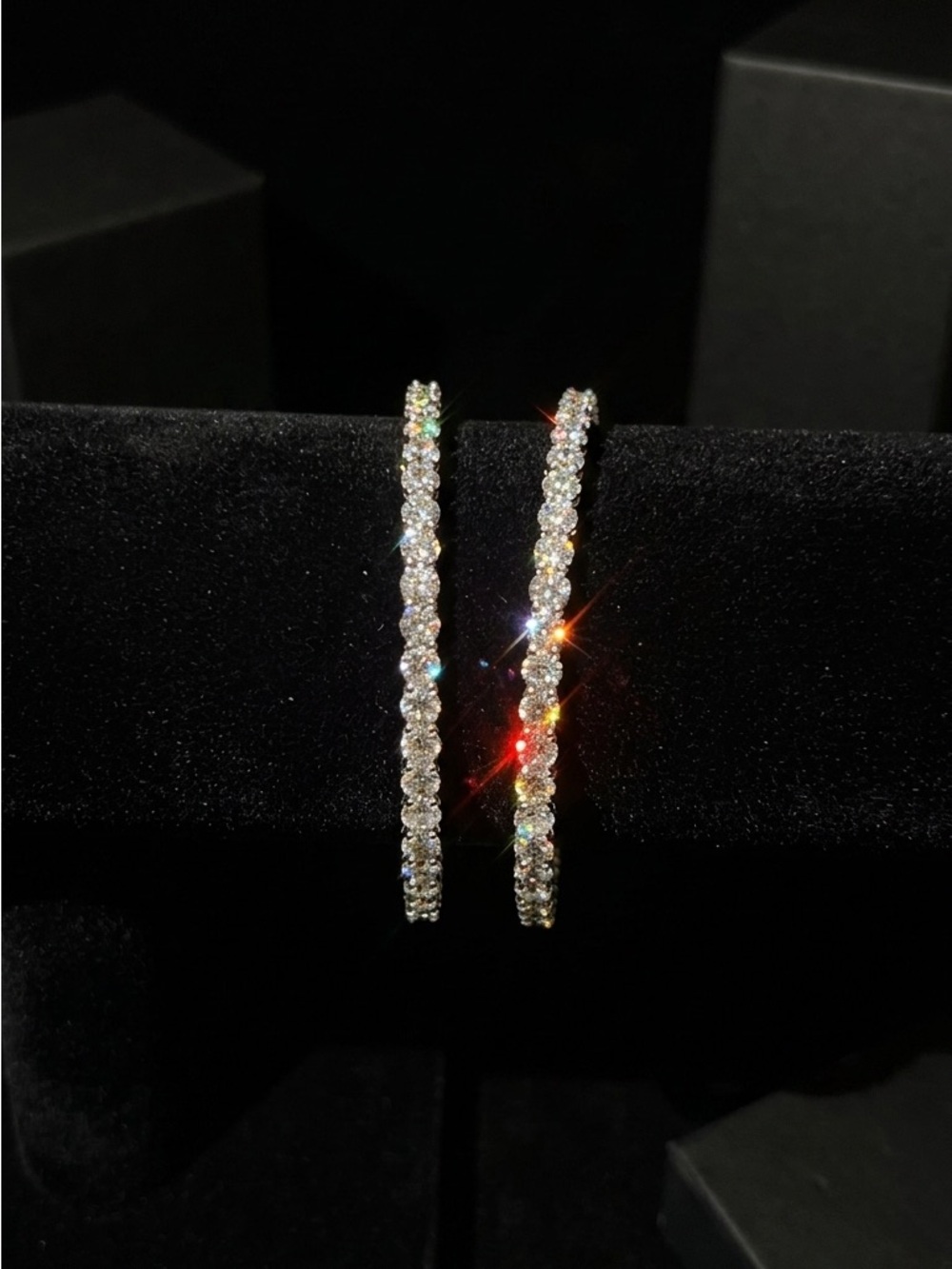 Classic 18K Gold Plated American diamonds (Zirconia) Tennis Bracelet bangles set